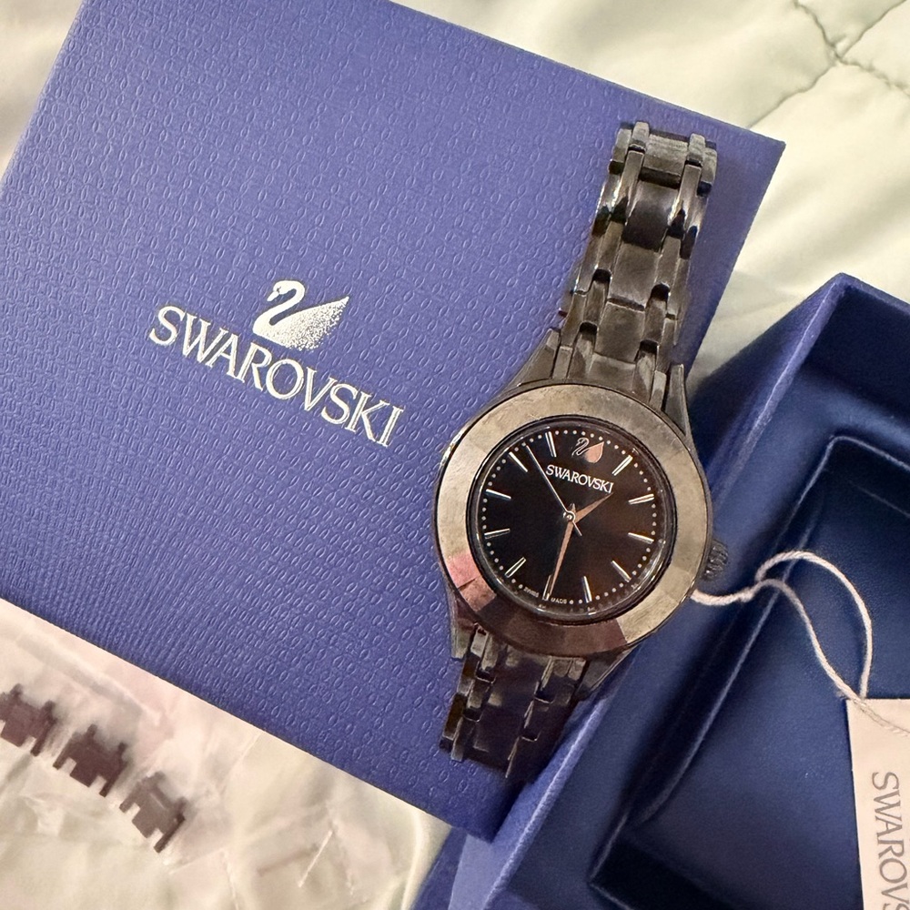 Swarovski Black and Silver Timepiece